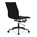 2xhome Modern Office Chairs | Upholstered PU Leather Ribbed Mid Back with Metal Frame | Adjustable Height, Tilt Lock | Computer Desk Chair, Meetings Parent (1, All Black, Armless)