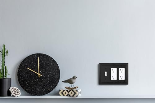 Image of Henne Bery Sunken Pearls Heavy Duty Decorative Wall Plate Switch Plate Outlet Cover (Single Toggle /Double Decorator, Matte Black)