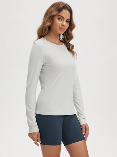 Image of ODODOS Women's Long Sleeve T-Shirt - Ultra Soft odSTRATUM Tech Performance Top UPF 50+ Breathable Crew Neck Pullover