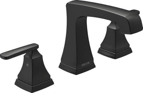 Delta Ashlyn Matte Black Bathroom Faucet 3 Hole, 8 Inch Widespread Bathroom Sink Faucet for Vanity,...