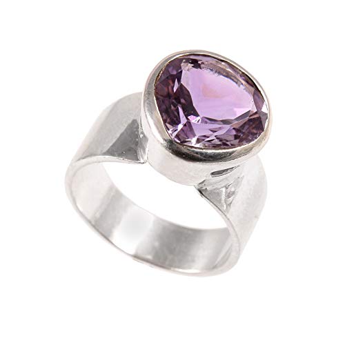 Bague fiançailles argent 925 améthyste cœur femme taille 57.75