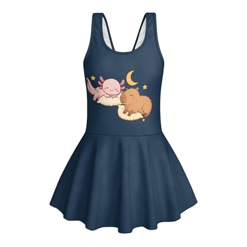 Bañador de una pieza para niñas con falda fluida y diseño de vestido sin mangas