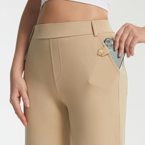 AFITNE Women's Yoga Dress Pants High Waist Pull On Dressy Work Pants Stretchy Business Casual Ankle Length Trousers4