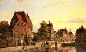 Peinture à l'huile Willem Koekkoek reproduction de figures hollandaises format toile 12x16 pouces