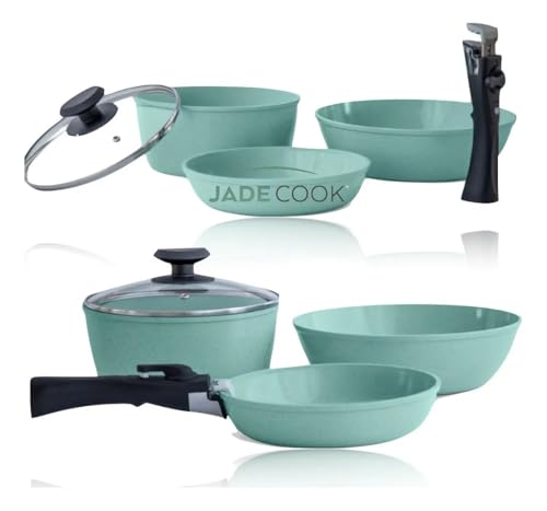 La Mejor Lista de Flavor Stone Vs Jade Cook para comprar hoy. 45 JadeCook Bateria de Cocina Jade Smart de 10 Piezas Recubrimiento Antiadherente con Mango Removible Sarten 20 cm Cacerola 20 cm Wok 24 cm Libre de Toxicos Set de Ollas para Cocina