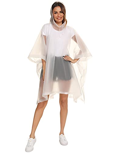 HOOMBOOM Reusable Rain Ponchos with Drawstring Hood for Adults, Waterproof Thicken Rain Coat, 2 Packs