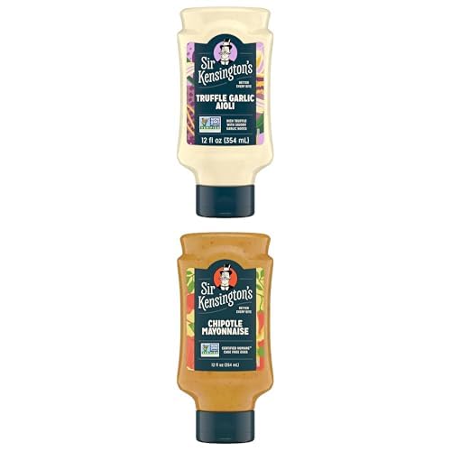 Sir Kensington's Spreads & Dressings Bundle: Truffle Garlic Aioli & Chipotle Mayo, Non-GMO, Certified Humane, Keto, Gluten-Free, Shelf-Stable, 12 oz