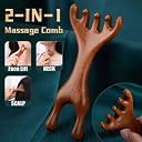 Flavoma Natural Wood 7-Finger Antler Hair and Scalp Massager | Wood Design Multi-Functional | Multifunctional Meridians Scalp Massage Gua Sha | Scalp Massage No Static Head Massager Physical Therapy gallery image
