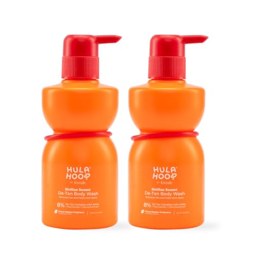 Image of Hula Hoop 8% De-Tan Body Wash (Pack of 2) by Foxtale | Removes Tans & Reduces Pigmentation | 8% De-Tan Complex with Niacinamide, Glycolic Acid, & Calendula Extract | For Women & Men | 500 ml