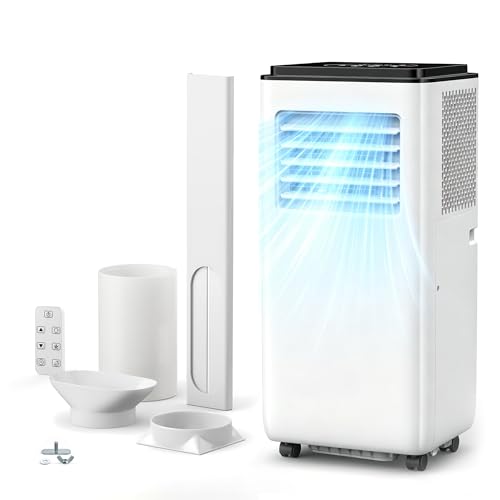 Image of 10,000 BTU Portable Air Conditioner Cools Up to 450 Sq.Ft, 5-in-1 Portable AC Unit with Cool, Fan, Dehumidifier, Sleep, 24H Timer,LED Display & Remote Window Kit for Bedroom Dorms Apartment