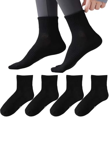 Women Ankle Socks Soft Cotton Mini Crew Socks Athletic Cushion Running Sock 5-8/8-11,4 Pairs