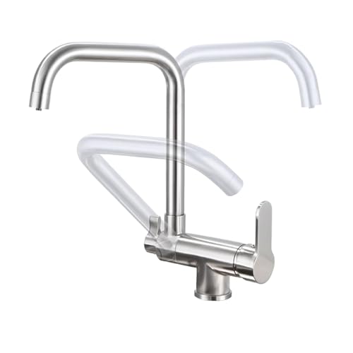 JBJSHHY 3ウェイキッチン飲料水折りたたみキッチン3ウェイ浄水器sキッチン2レバーシンク つや消し 三方キッチン蛇口 折りたたみ蛇口 浄水器対応 (Brushed,A)