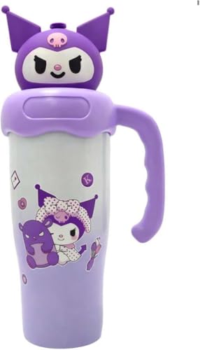 Image of Fancy Kitchen Cartoon Kids Tumbler - 850ml Stainless Steel Double-Walled Travel Mug - Leak-Proof, BPA-Free with Straw - Perfect for School & Outdoor Use. (Kusomi)
