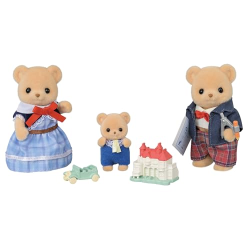 Sylvanian Families - La Famille Ours Biscuit - Set 3 Figurines articulées - Plongez dans l'univers de la Famille Sylvanian - Figurines Animaux Miniatures -...