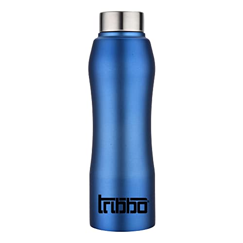 Image of TRIBBO Stainless Steel Water Bottle 1 litre, Water Bottles For Fridge, School,Gym,Home,office,Boys, Girls, Kids, Leak Proof(Blue,SIPPER CAP, SET OF 1, 1000 ML Model-Curve)