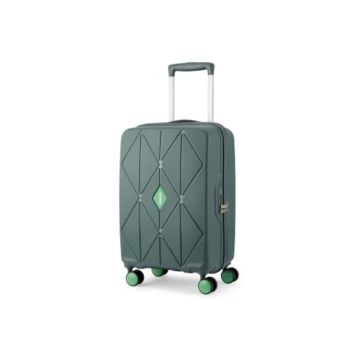 Image of American Tourister Qubiz | Cabin Trolley Bag (55 cm) | 360 8 Wheel Travel Luggage | Hard Case Polypropylene Suitcase | Recessed Combination Lock | Green