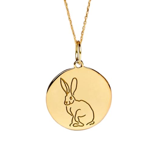 Pendentif lapin en argent sterling plaqué or, gravure haut de gamme