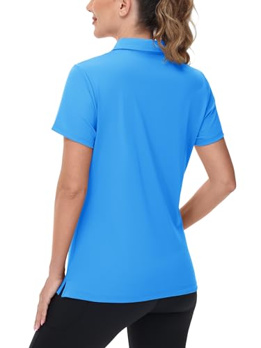 Image of TACVASEN Women's V-Neck Polo Shirts UPF 50+ Short Sleeve Sun Protection Quick Dry Golf Polos Collared Shirt