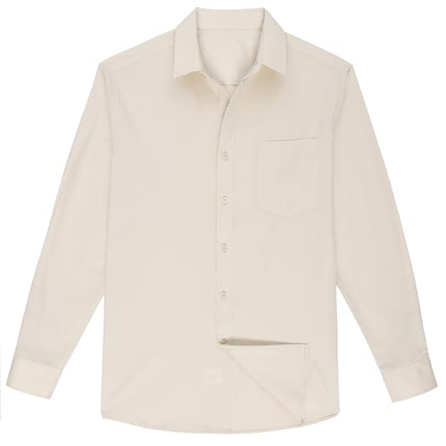 Men's Shirts Cotton Stretch Long Sleeve Formal Casual Button Down Dress Shirt for Business Wedding with Pocket4