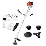 COOCHEER 58CC Weed Wacker Gas Powered 18.5' Cutting Path 4 in 1 Gas Weed Eater with 4 Detachable Heads Straight Shaft 2-Cycle Gas Trimmer Brush Cutter for Weed, Brush, Orange