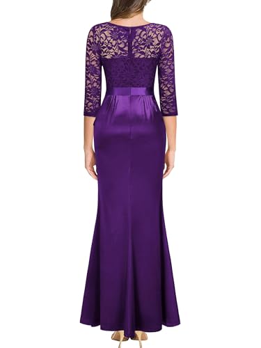 Image of MISSMAY Women's Vintage Floral Lace Ruffle Half Sleeve Evening Party Formal Long Dress