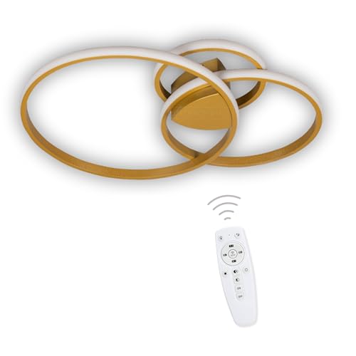 Plafon Luminária de Teto Moderna de Sobrepor com 3 Anéis e Controle Remoto LED Bivolt Design Elegante e Iluminação Decorativa LUX DESIGN