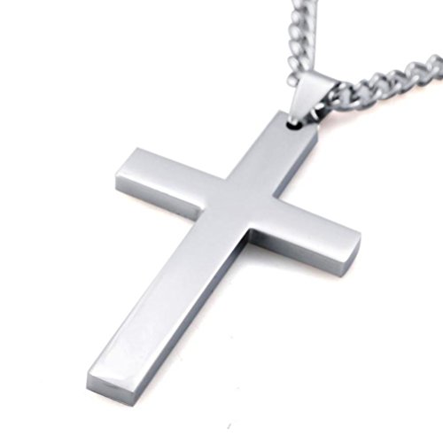 Pendre croisé acier inoxydable solide collier métal lourd mixte pendentif poli 23.6 pouces