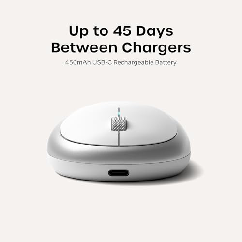 Image of Satechi M1 Wireless Bluetooth Mouse, USB-C Rechargeable, Silver | Compact and portable, for MacBook, iPad, iPad mini, Mac mini, iMac, Windows