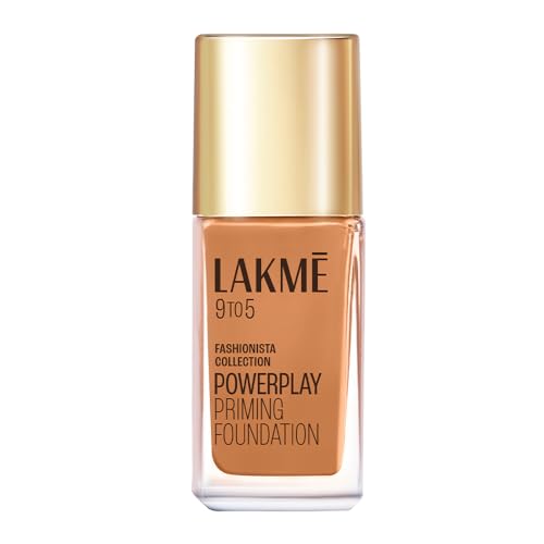 Image of LAKME Powerplay Priming Liquid Foundation, Natural, Flawless Finish, Medium To Full Coverage, Built in Primer, Long Lasting, SPF 20, Neutral Chestnut, 25ml