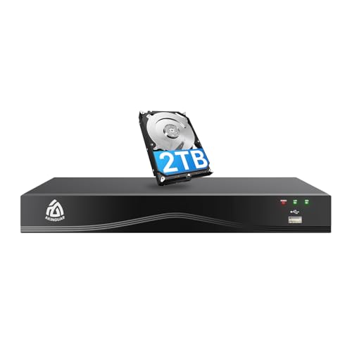 4K PoE NVR 8 Canales Sistema de Cámara Vigilancia IP con 2TB HDD Hogar Grabador de Video Red (Negro)
