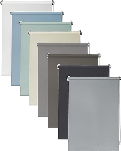 Deco4Me Seitenzugrollo (90 x 160 cm, Hellgrau) - Blickdicht & lichtdurchlässig - werkzeugfreie Montage ohne Bohren - Jalousien & Rollos für Fenster - Tageslichtrollo, Klemmrollo (Stoffbreite 86 cm)