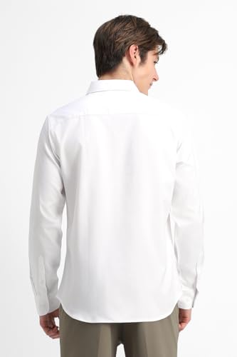 Image of SNITCH Men Formal Shirt | Tailored Slim Fit Full Sleeve Spread Collar Solid Style | Breathable Polyester Viscose Blend Twill Fabric for Office & Evening
