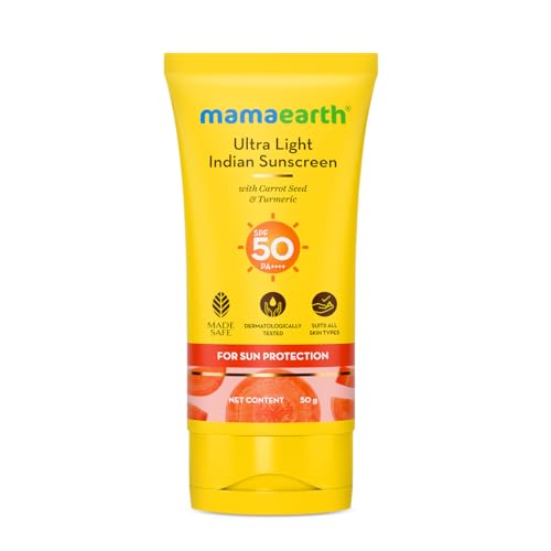 Mamaearth Ultra Light Indian Sunscreen with Carrot Seed & Turmeri...