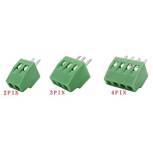 Molence 50PCS 2.54mm 0.1" Pitch PCB Mount Screw Terminal Block Connector, 2P 3P 4P Terminals 150V 6A for 26-18AWG Cable