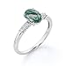 925 Sterling Vintage Moss Green Agate 1.5 Carat Round Cut and Mossainite Diamond Split Stylish Shank Vine Engagement Ring - Mother's day, Anniversary - Personalize Name Engraving Gifts For Her