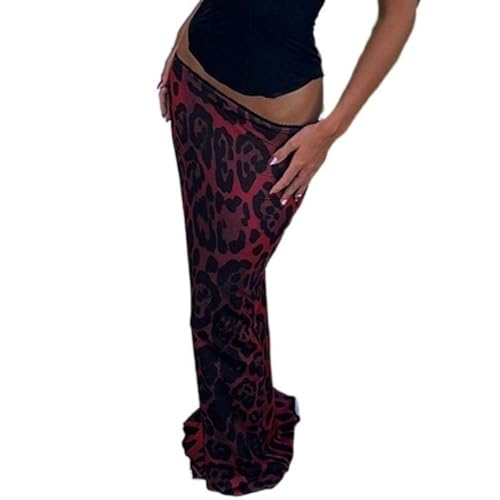 Women's Skirts Plus Size Red Leopard Print Fishtail Close Fitting Drop Waist Fashion Style Evening Outing Gathering2