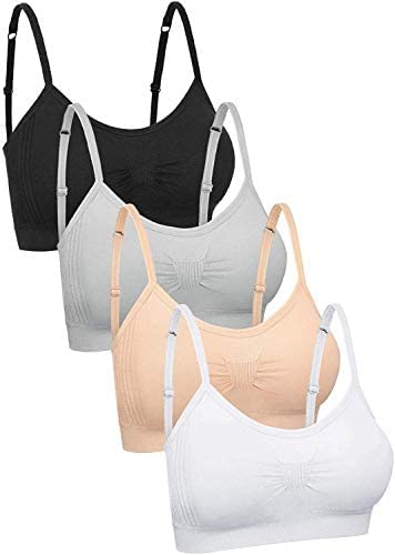 SATINIOR4 Pieces Bralette Neck Cami Bra Wireless Tank Top Sports Bra for Women