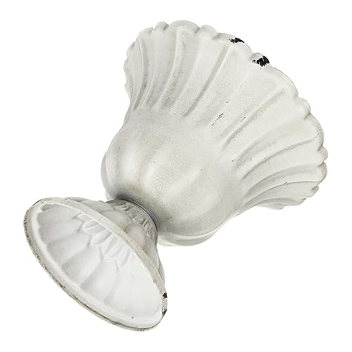 TOPPERFUN Eisenblumenvase Vintage Metall Pflanzgefäß Weiß Shabby Chic Tischdekoration Wetterfest Für Garten Balkon Innenbereich