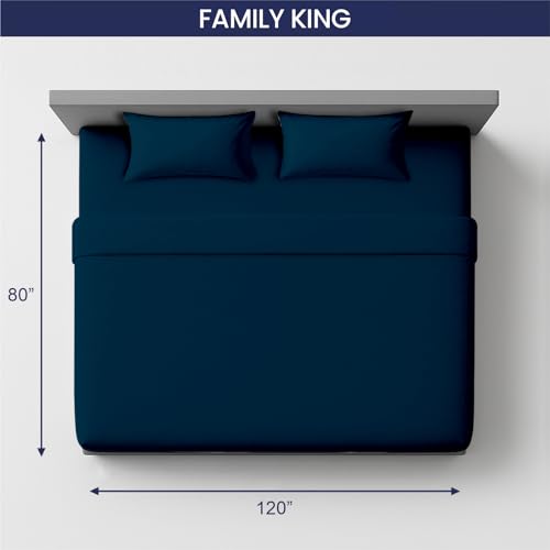 Image of SGI bedding 120 inch W x 80 inch L 4Pc Family King Sheet Set 100% Egyptian Cotton - 600 Thread Count, Fits 18 inch Deep Pocket - Soft Breathable Oversized Sheets, for Extra Large Beds - Teal