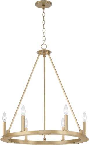 Capital Lighting 4916AD Pearson Urban/Industrial Minimalistic Round Chandelier, 6-Light 360 Total Watts, 31" H x 26" W, Aged Brass