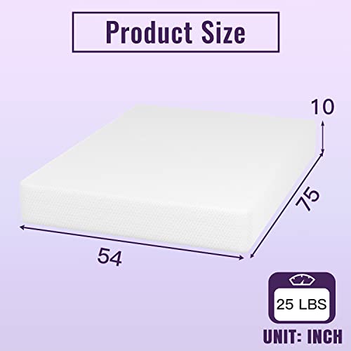 Image of PayLessHere 10 Inch Bamboo Charcoal Gel Memory Foam Mattress CertiPUR-US Certified Removable Soft Cover Full mattresses for Bed Frame, Bunk Bed, Trundle, Daybed,White