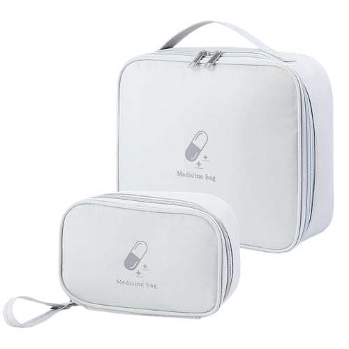 ISAKEN Caja de primeros auxilios, bolsa de emergencia portátil con mango de primeros auxilios, kit de suministros de emergencia, bolsa de primeros auxilios, caja de medicamentos para casa, coche y