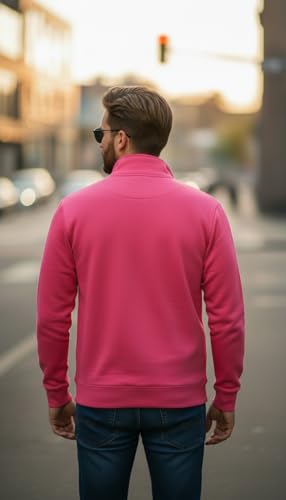 Image of Mack Jonney Men's Fleece Half-Zip High Neck Sweatshirt | Warm & Stylish Winter Wear -JM4380