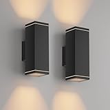 Klighten 2 Pezzi Applique da Parete Esterno IP65 Su Giù, Lampada da Parete Applique da Est...