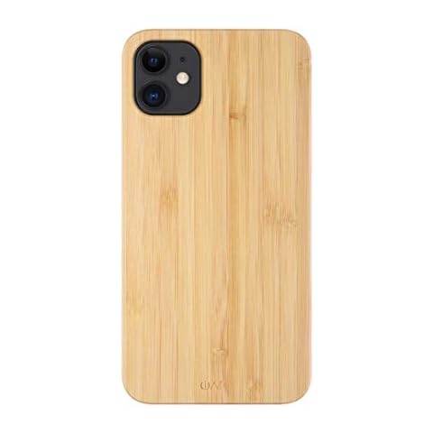 iATO iPhone 12 & 12 Pro Wood Case. Unique & Classy Minimalistic Cover. Wireless Charging Compatible Real Wooden Overlay on Black PC - Brilliant Bamboo Cover
