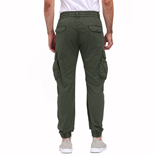 Men's Hiking Cargo Pants Joggers Slim Fit Stretch Lightweight Casual Work Pants with Pockets Drawstring Waist3