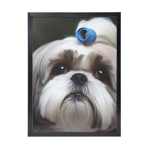 Chien Shih Tzu impression d'art mural avec cadre noir 30x40 cm