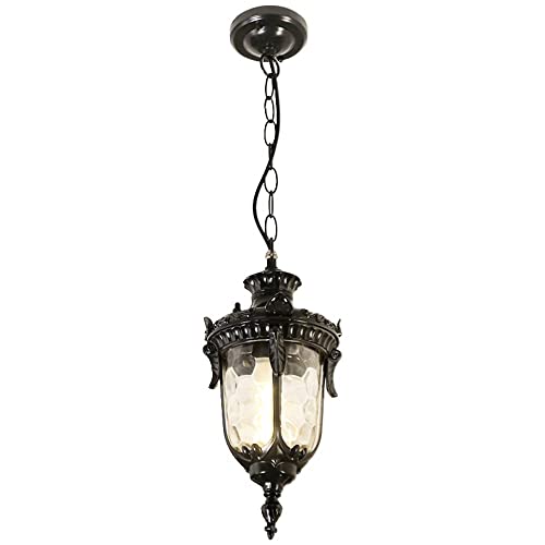 Lanterne rétro de plafond extérieure en métal noir brossé et verre géométrique