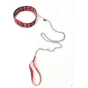 BLH-JMS Verstelbare Lederen Kragen O Ring Met Metalen Kettingen, Bondage Kraag Seksslaven Erotische Rollenspel Fetish…