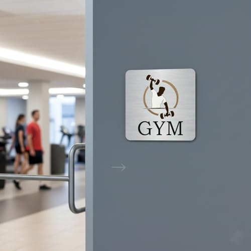 Image of GYM Sign, 8x8 Inch, Durable Steel, Dual Mount